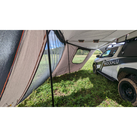 moskitonetz camping markise Seitenwände mit Moskitonetz und Fenstern für 450° Markise Rockalu – Offroad-Partner